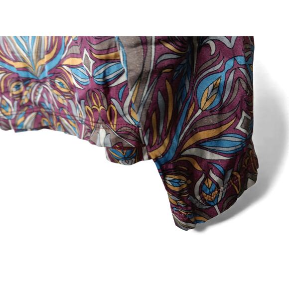 SFIZIO Nouveau Floral Turtleneck Top Italy Long Sleeve Keyhole Back S-M - Picture 10 of 11